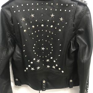 Studded Faux- Leather Moto jacket